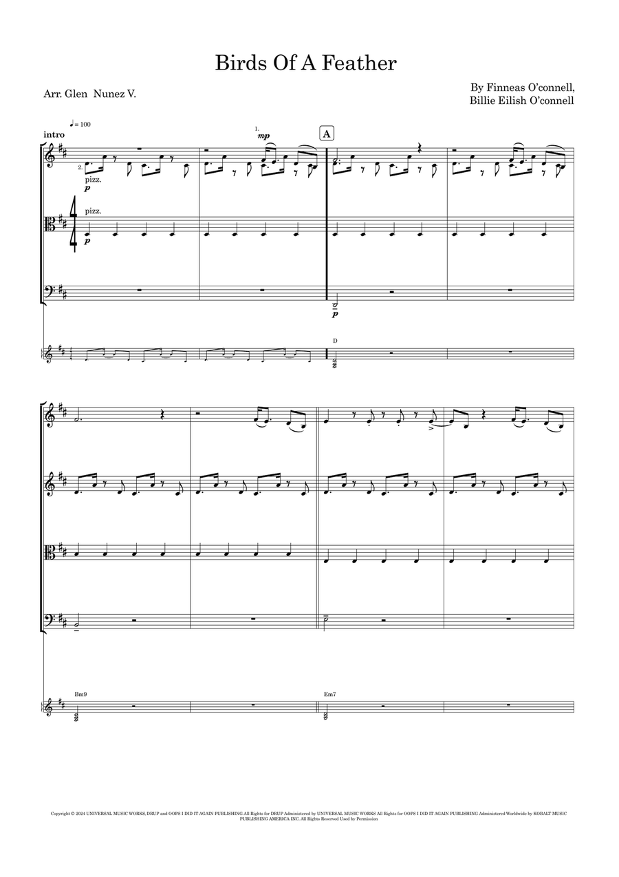 Birds Of A Feather Birds Of A Feather String Quartet scores gallery preview page 1