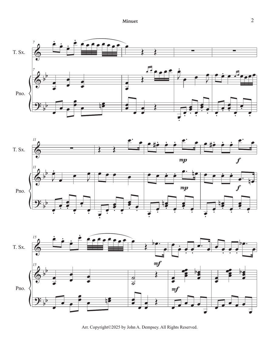 Minuet (Boccherini): Wedding Music for Tenor Sax and Piano Tenor Saxophone scores gallery preview page 6