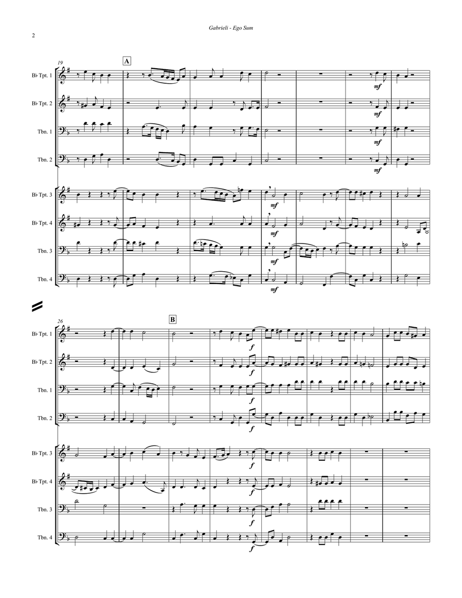 Ego Sum, Qui Sum for 8-part Antiphonal Brass Choir Trombone scores gallery preview page 2