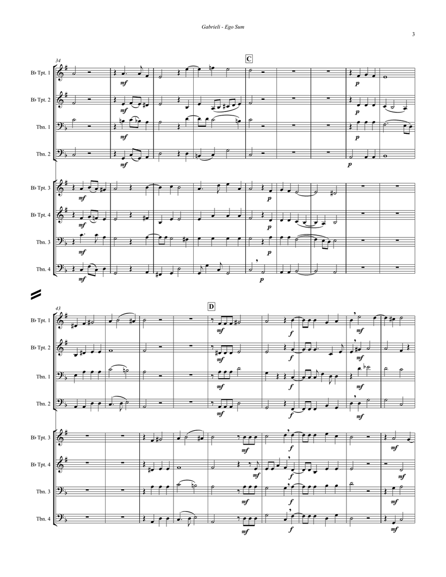 Ego Sum, Qui Sum for 8-part Antiphonal Brass Choir Trombone scores gallery preview page 3