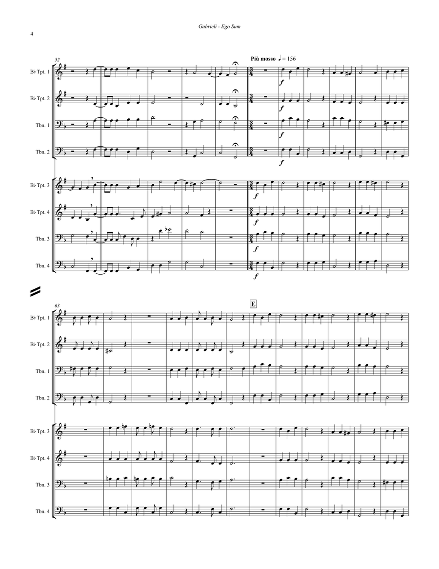 Ego Sum, Qui Sum for 8-part Antiphonal Brass Choir Trombone scores gallery preview page 4