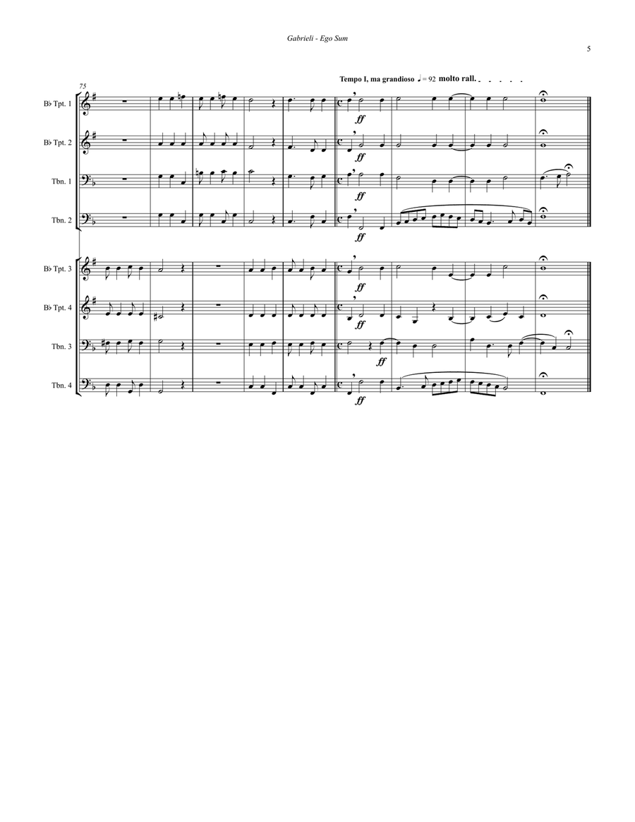 Ego Sum, Qui Sum for 8-part Antiphonal Brass Choir Trombone scores gallery preview page 5