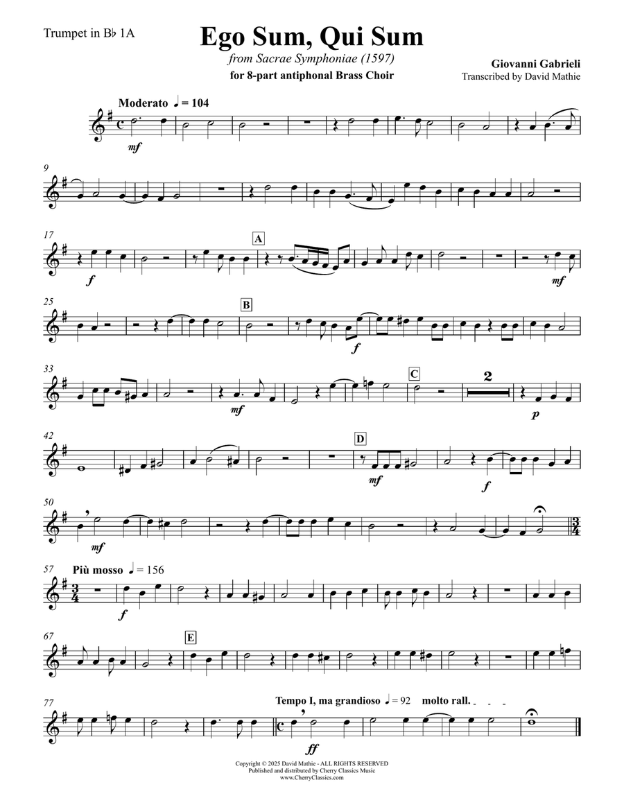 Ego Sum, Qui Sum for 8-part Antiphonal Brass Choir Trombone scores gallery preview page 6