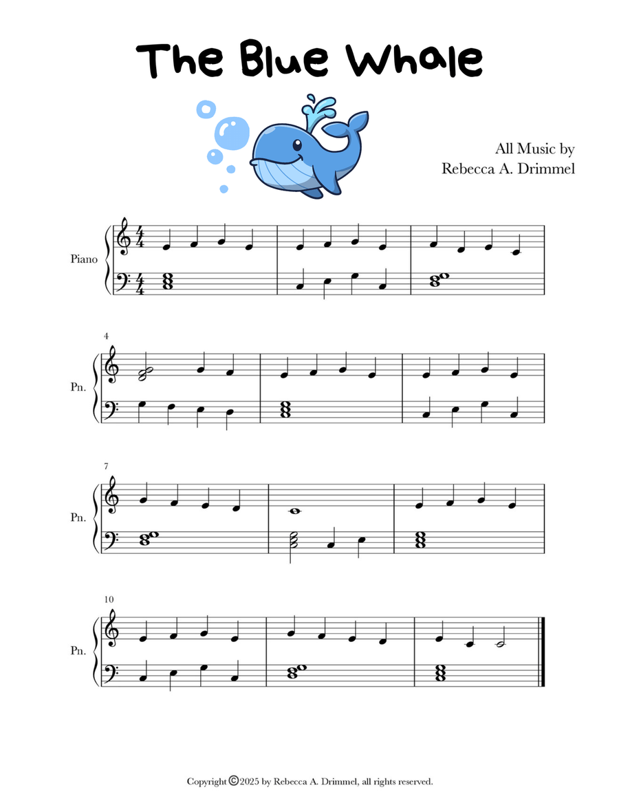 The Blue Whale The Blue Whale Easy Piano scores gallery preview page 1