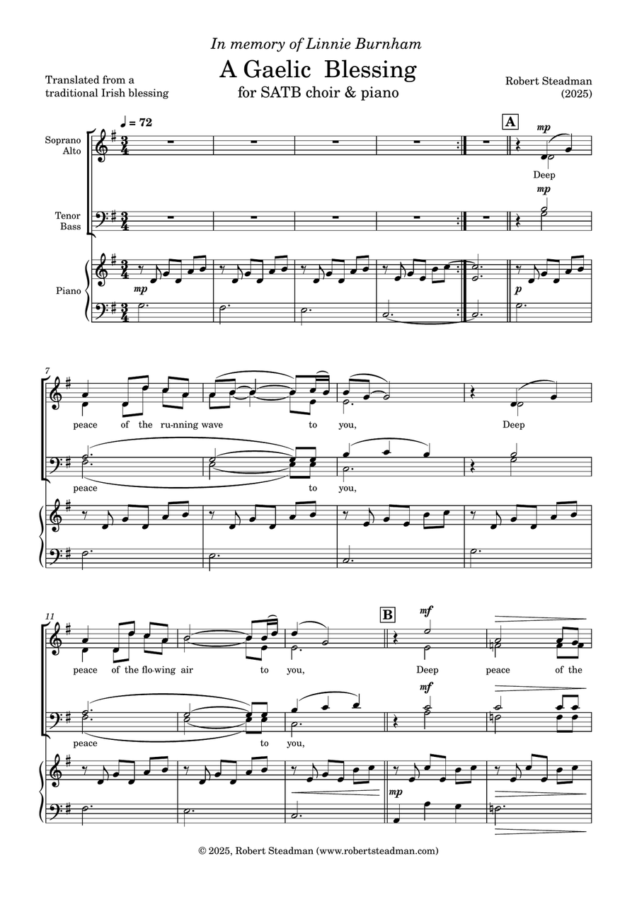 A Gaelic Blessing A Gaelic Blessing 4-Part scores gallery preview page 1