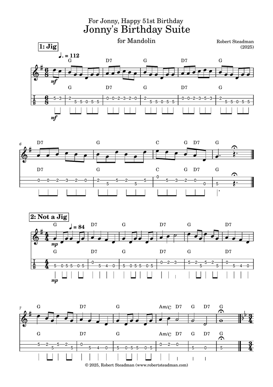Jonny's Birthday Suite Jonny's Birthday Suite Mandolin scores gallery preview page 1