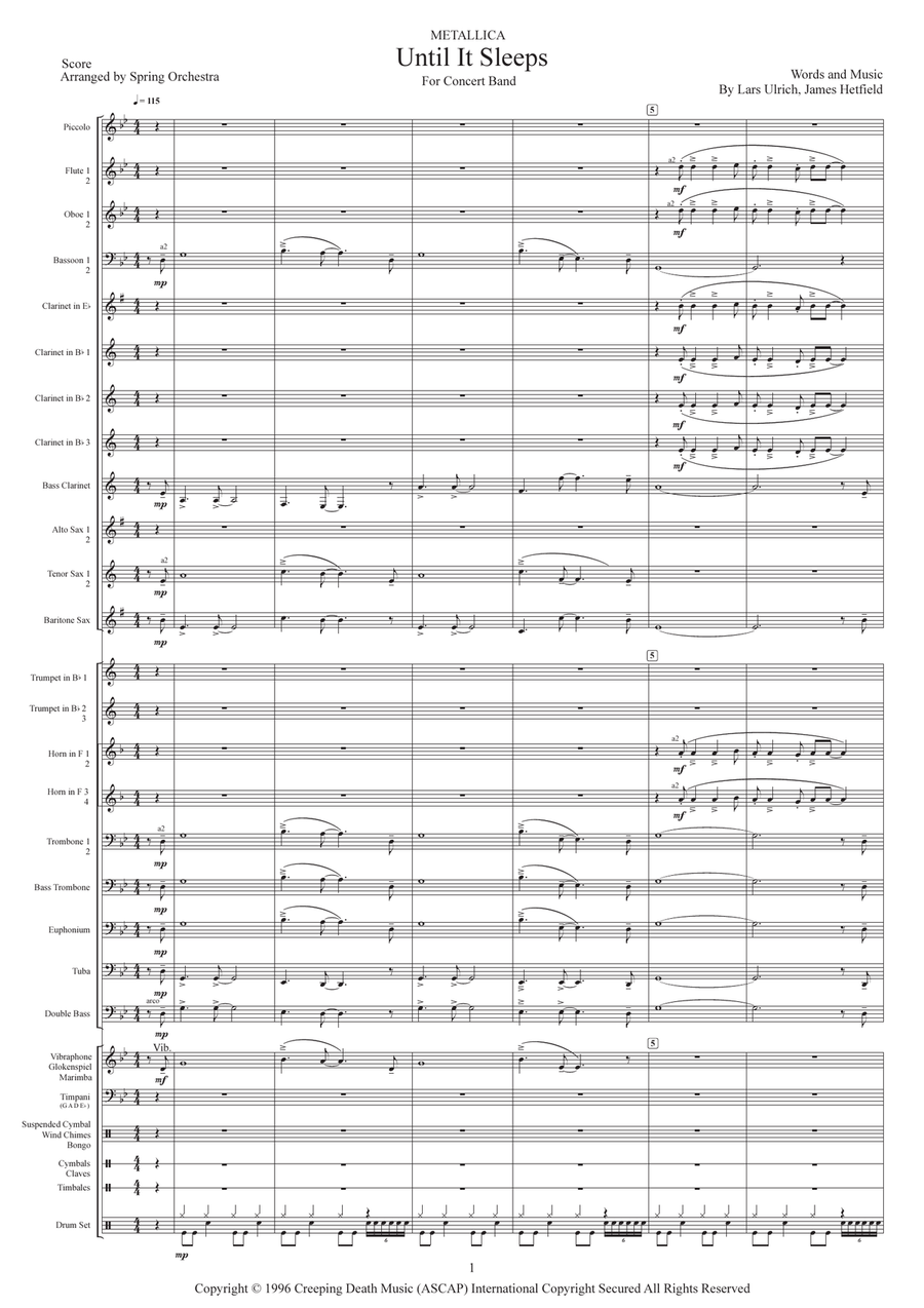 Until It Sleeps Concert Band scores gallery preview page 1