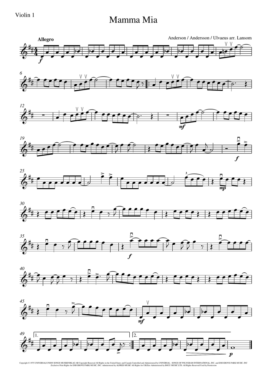 Mamma Mia Mamma Mia String Quartet scores gallery preview page 5
