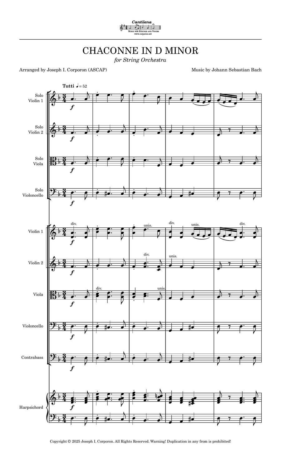Chaconne in D Minor for String Orchestra Chamber Music scores gallery preview page 3
