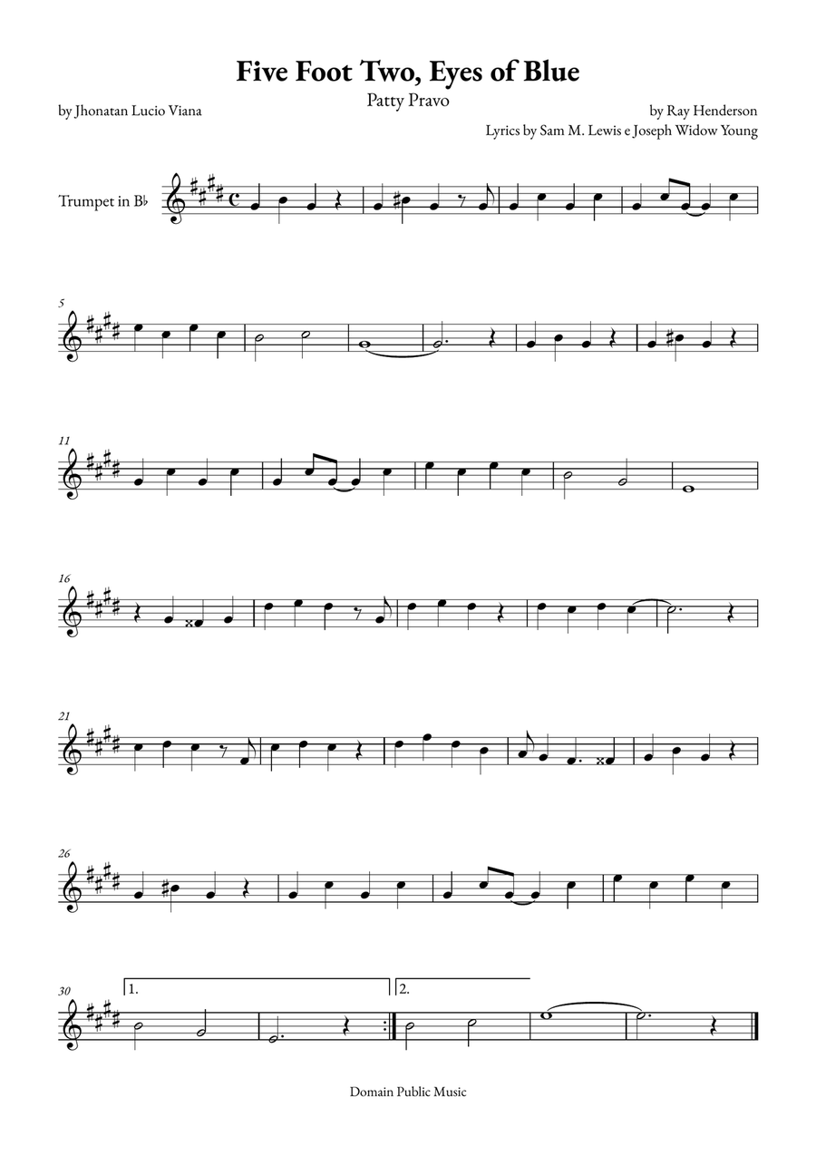 Five Foot Two, Eyes of Blue B-Flat Trumpet scores gallery preview page 1