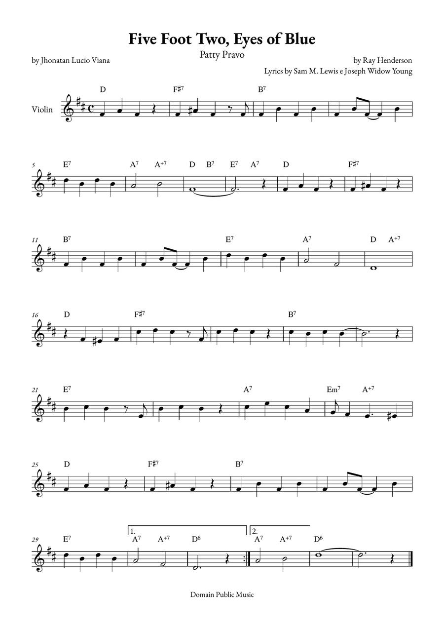 Five Foot Two, Eyes of Blue Violin Solo scores gallery preview page 1