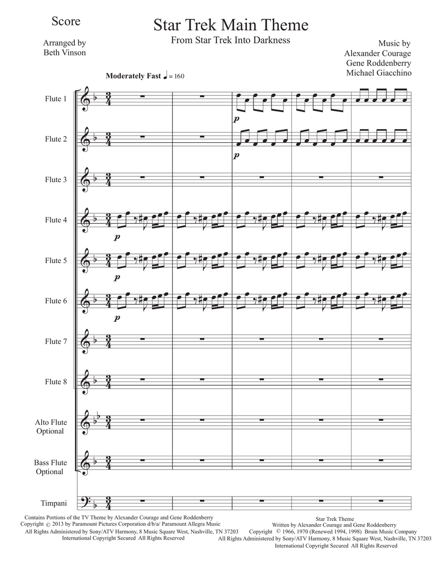 Star Trek Main Theme Star Trek Main Theme Woodwind Ensemble scores gallery preview page 1