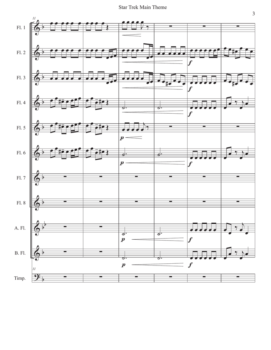 Star Trek Main Theme Star Trek Main Theme Woodwind Ensemble scores gallery preview page 3