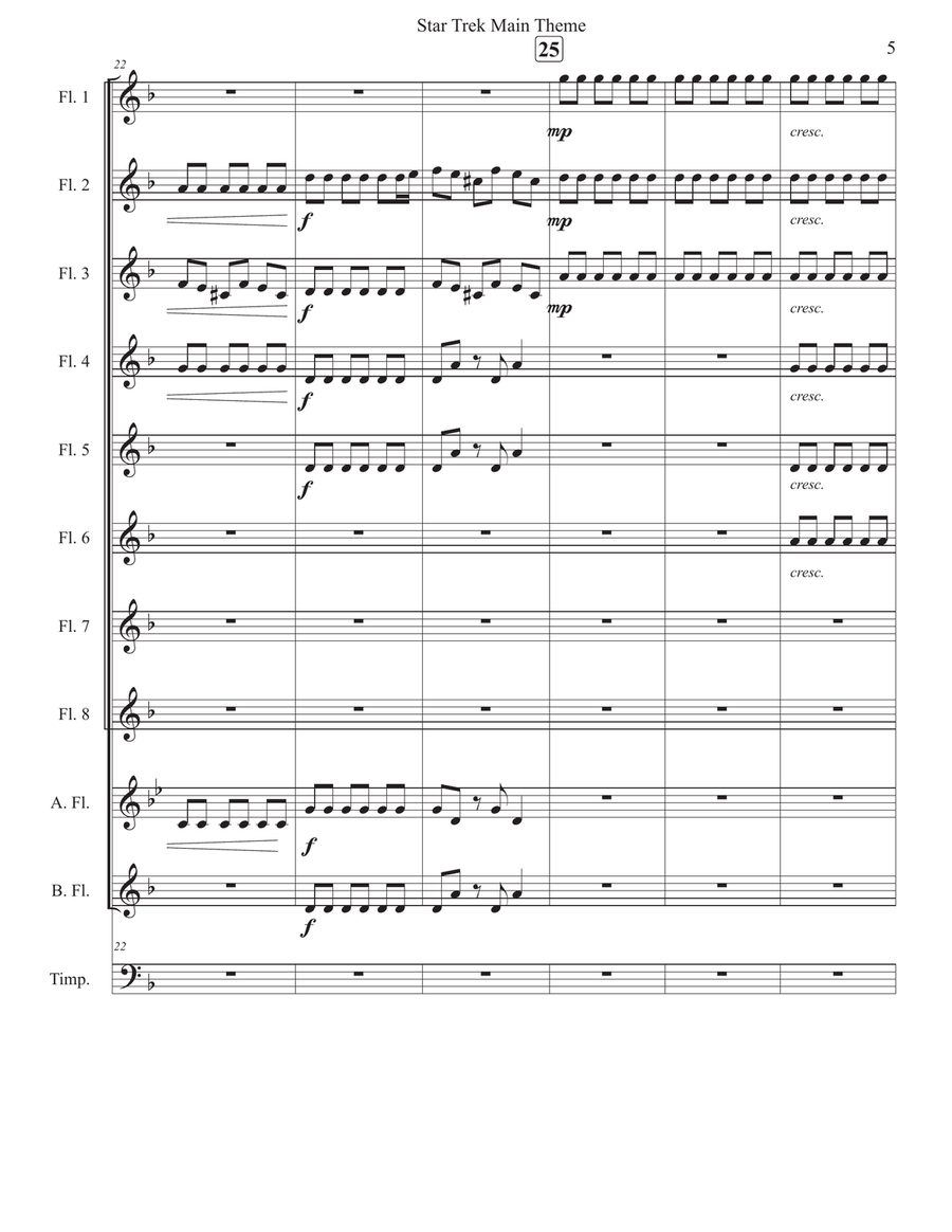 Star Trek Main Theme Star Trek Main Theme Woodwind Ensemble scores gallery preview page 5