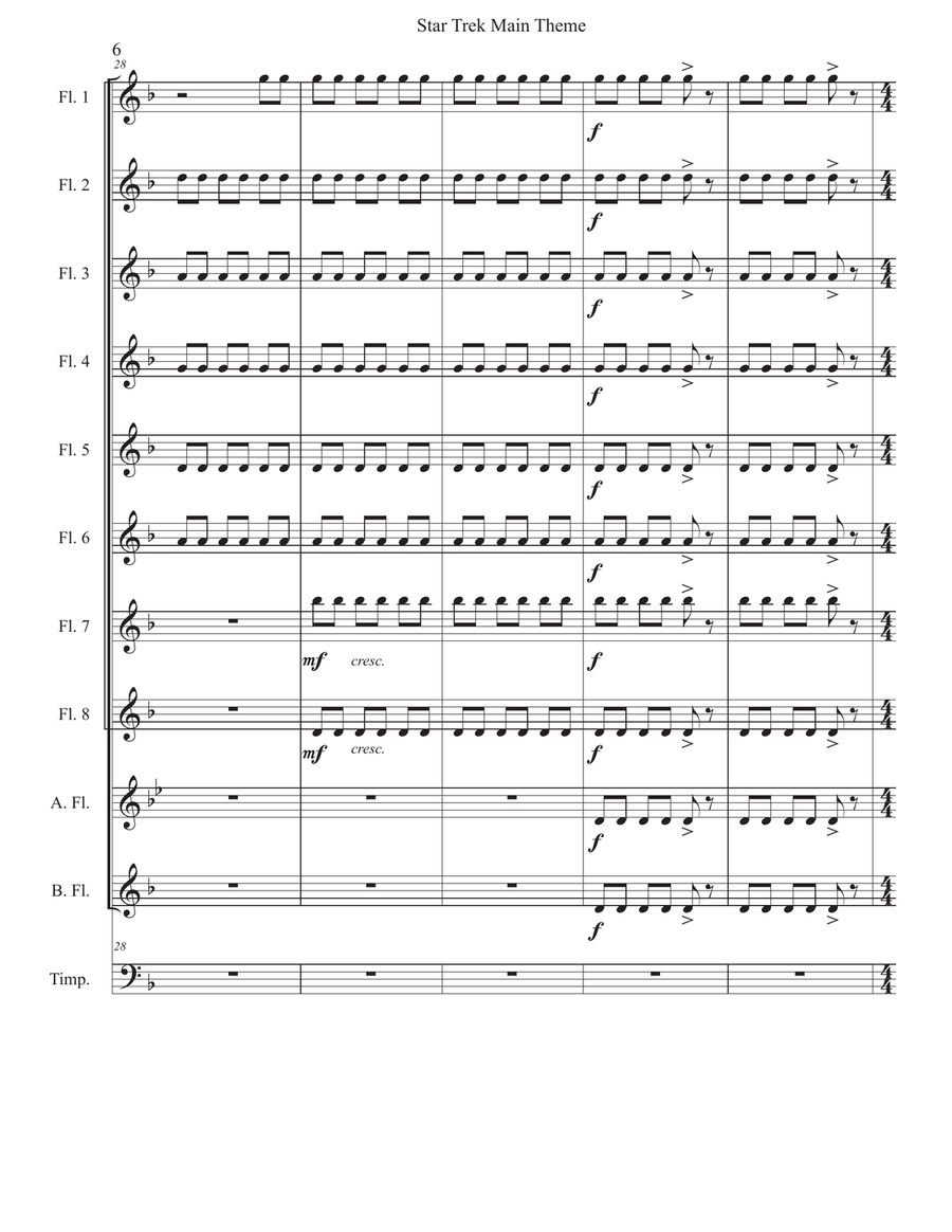 Star Trek Main Theme Star Trek Main Theme Woodwind Ensemble scores gallery preview page 6