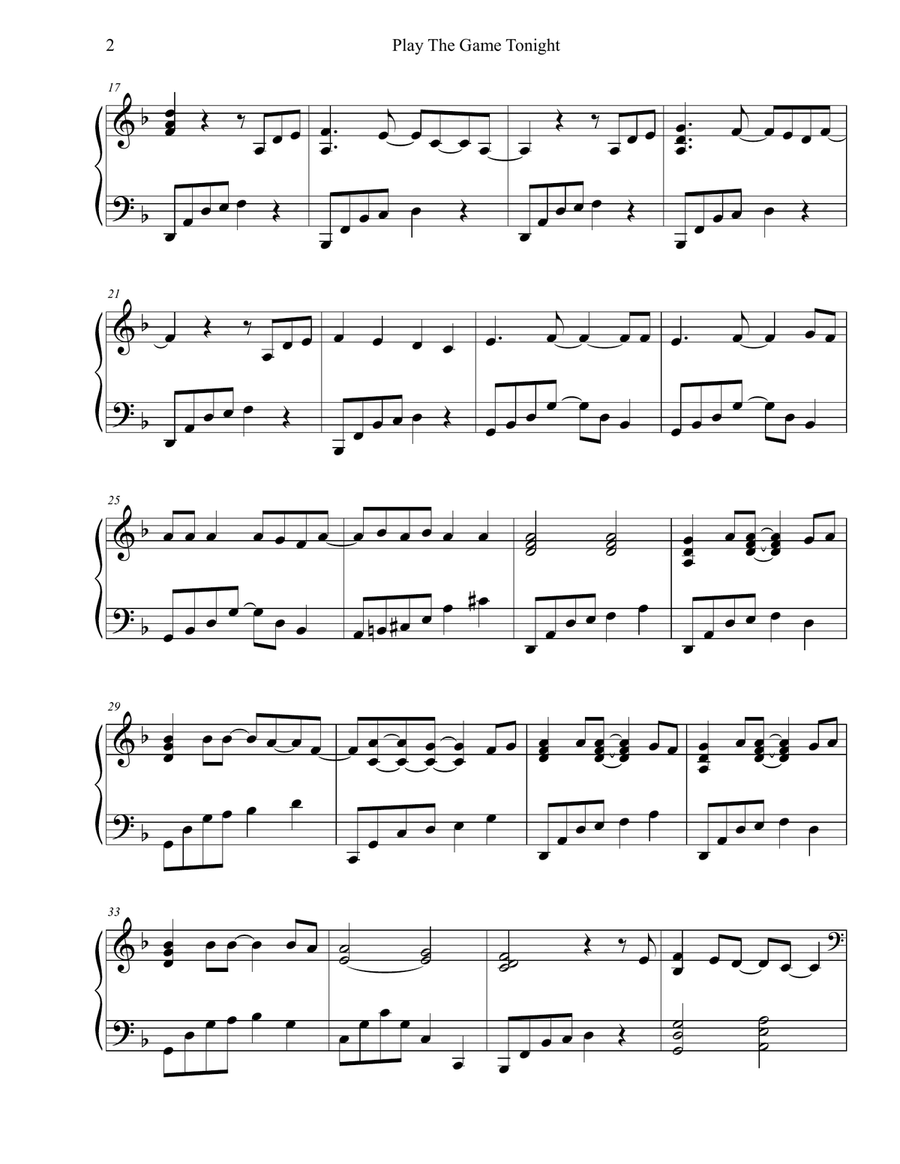 Play The Game Tonight Play The Game Tonight Piano Solo scores gallery preview page 2