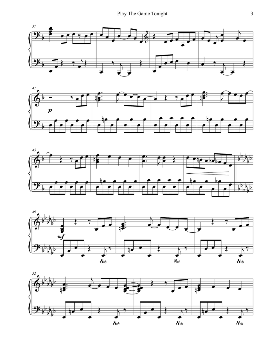 Play The Game Tonight Play The Game Tonight Piano Solo scores gallery preview page 3