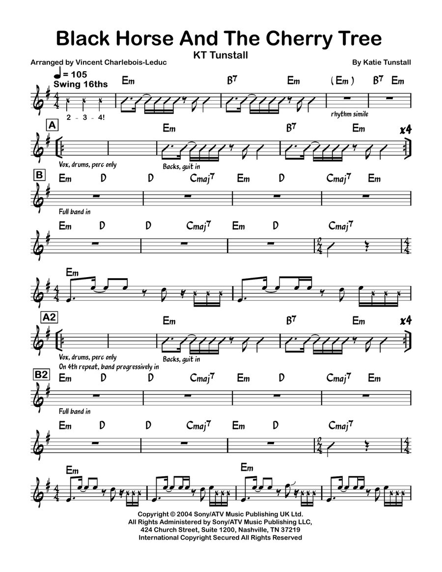 Black Horse And The Cherry Tree Piano scores gallery preview page 1