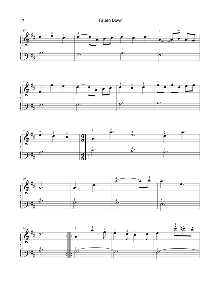 Fallen Down Fallen Down Easy Piano scores gallery preview page 2