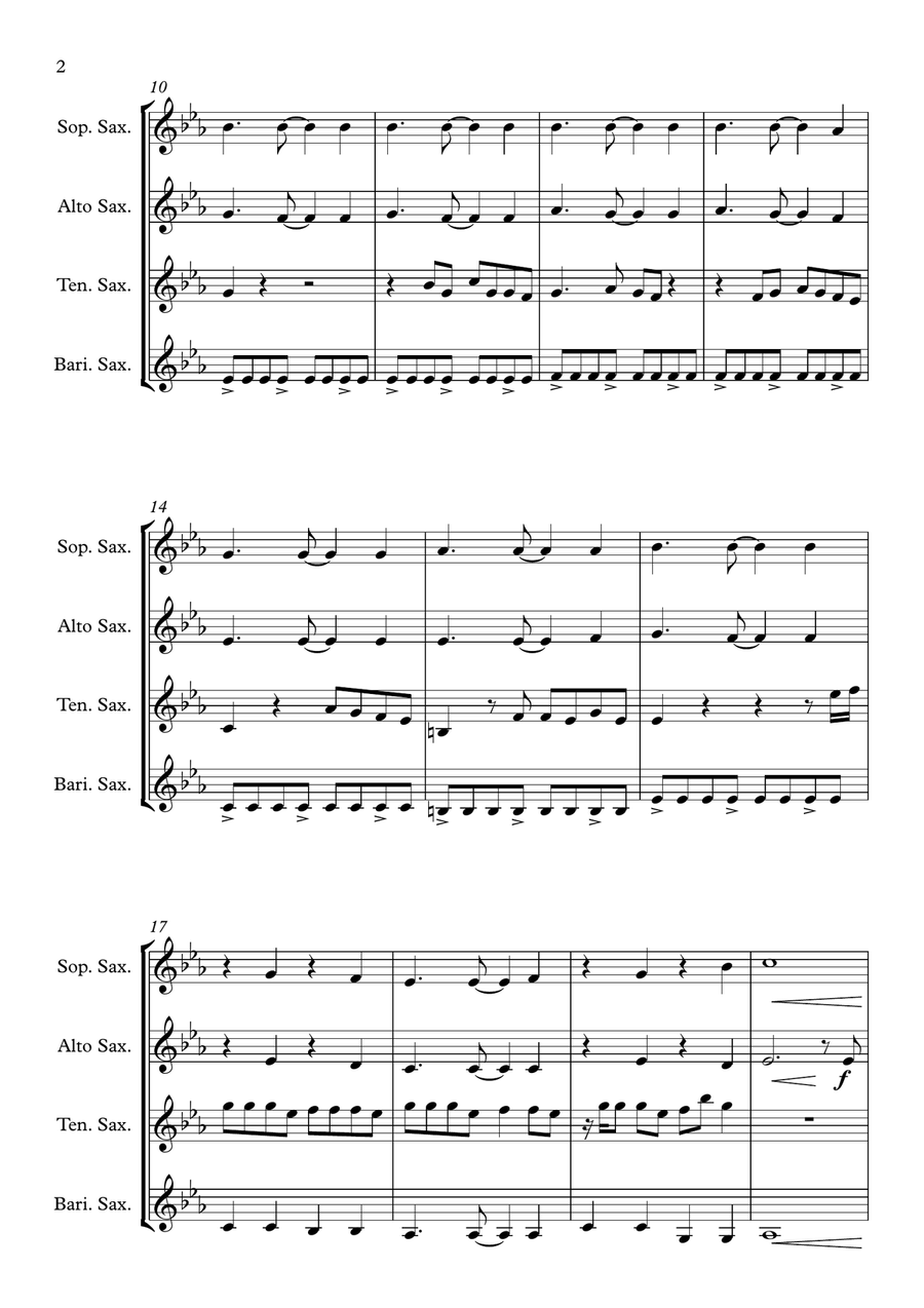 Better Half Of Me Saxophone Quartet scores gallery preview page 2