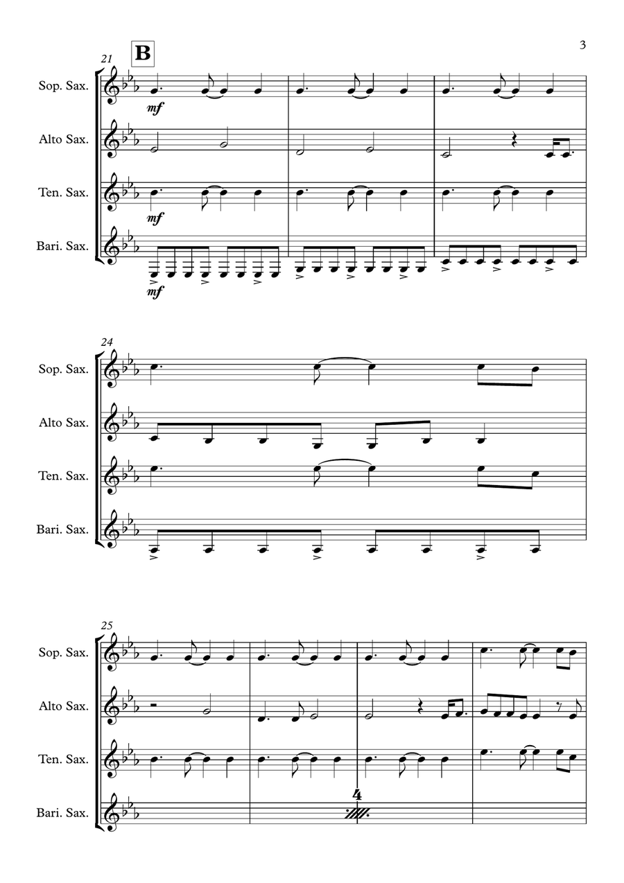 Better Half Of Me Saxophone Quartet scores gallery preview page 3