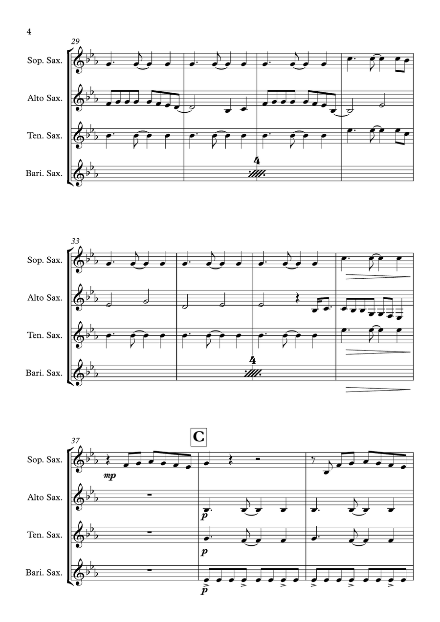 Better Half Of Me Saxophone Quartet scores gallery preview page 4