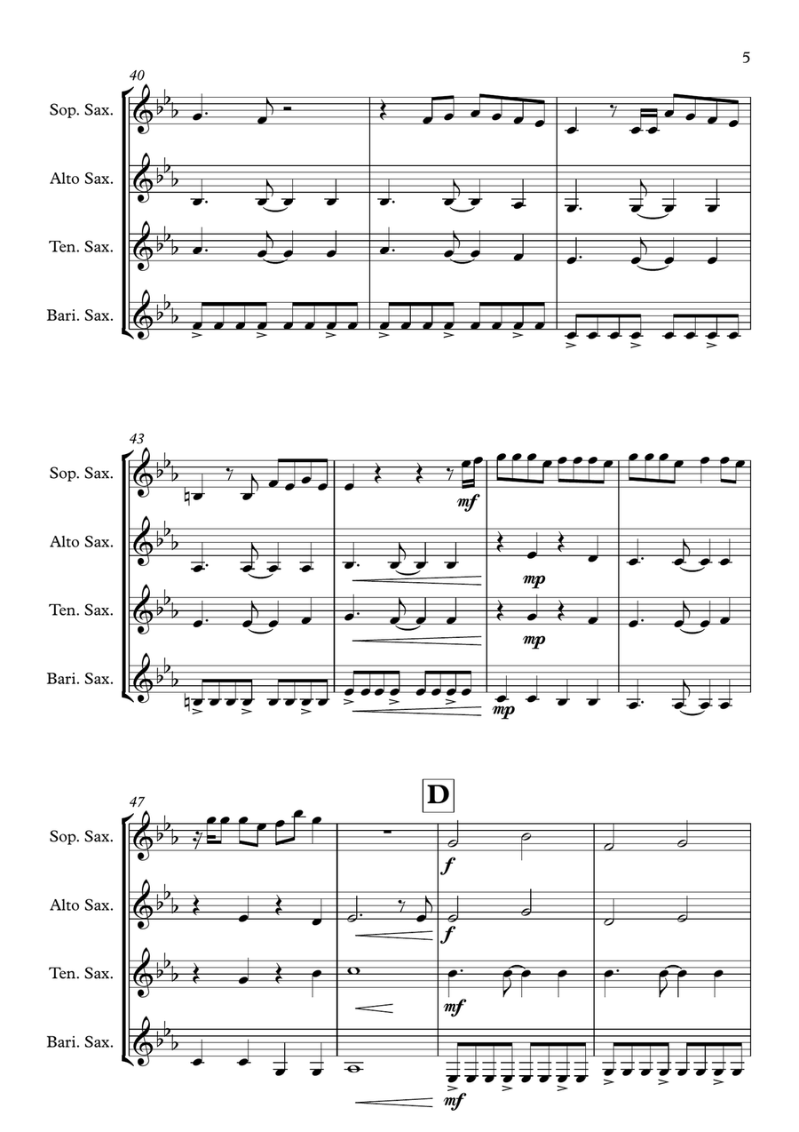 Better Half Of Me Saxophone Quartet scores gallery preview page 5