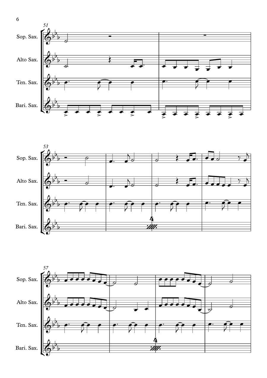 Better Half Of Me Saxophone Quartet scores gallery preview page 6