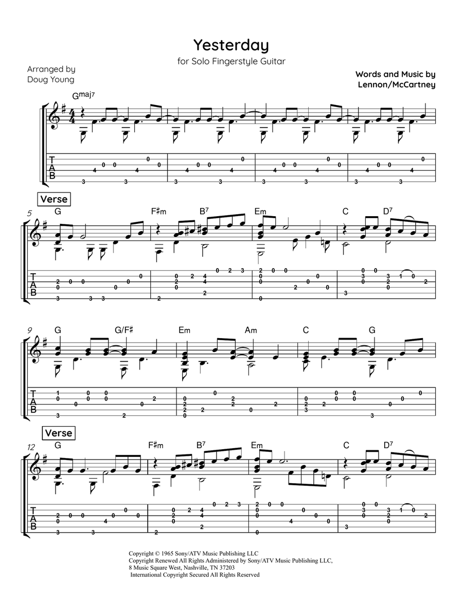 Yesterday Yesterday Acoustic Guitar scores gallery preview page 2