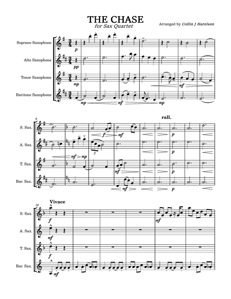 The Chase The Chase Saxophone Quartet scores gallery preview page 1
