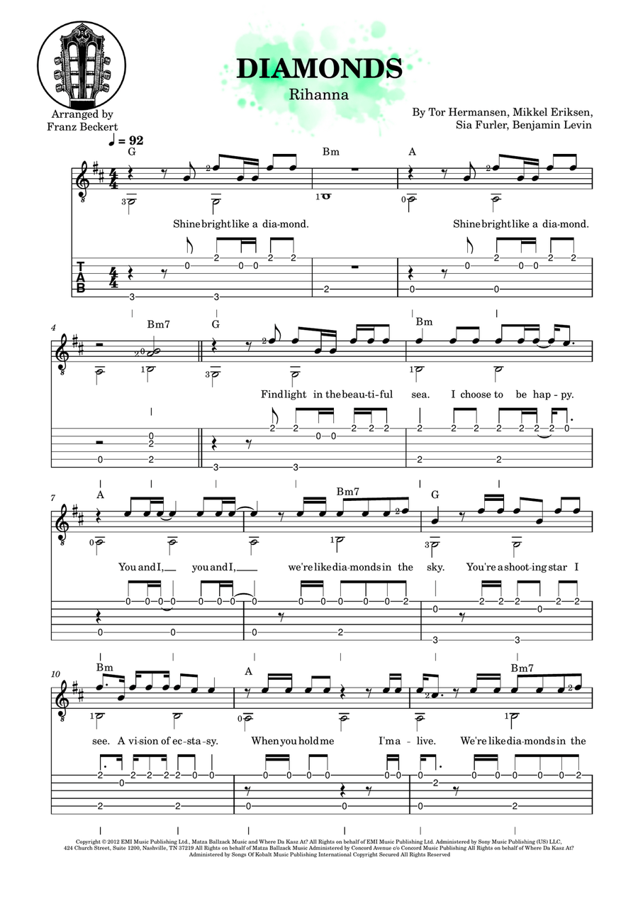 Diamonds Diamonds Acoustic Guitar scores gallery preview page 1