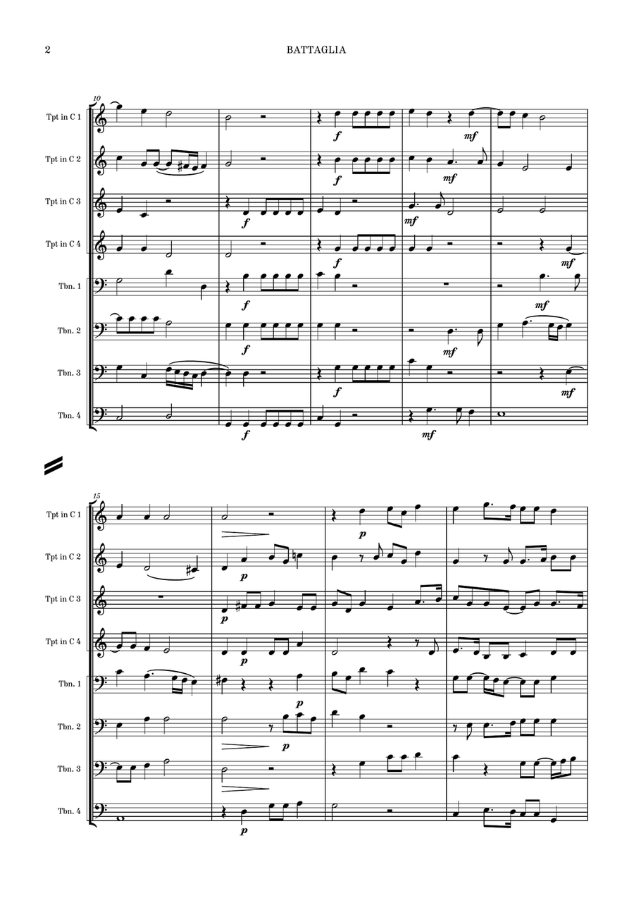A. Gabrieli: Battaglia (4 trumpets & 4 trombones) Brass Ensemble scores gallery preview page 6