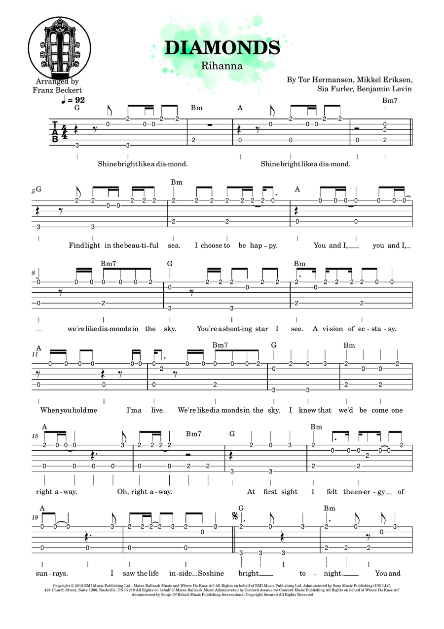 Diamonds Diamonds Acoustic Guitar scores gallery preview page 1