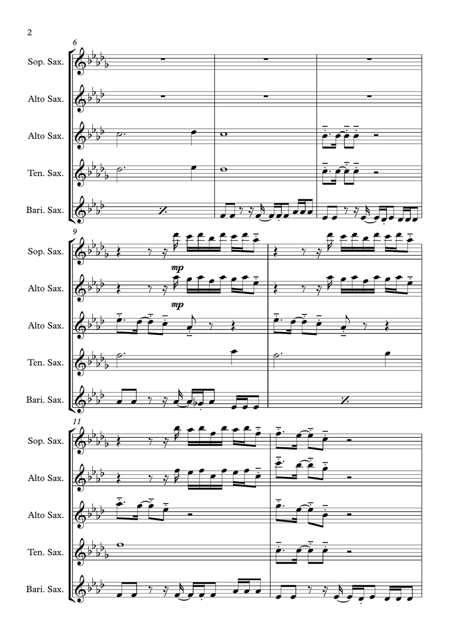 Close To Me Saxophone Quartet scores gallery preview page 2