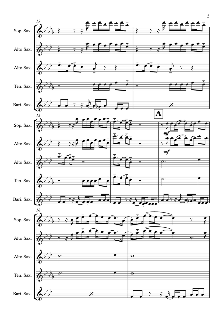 Close To Me Saxophone Quartet scores gallery preview page 3