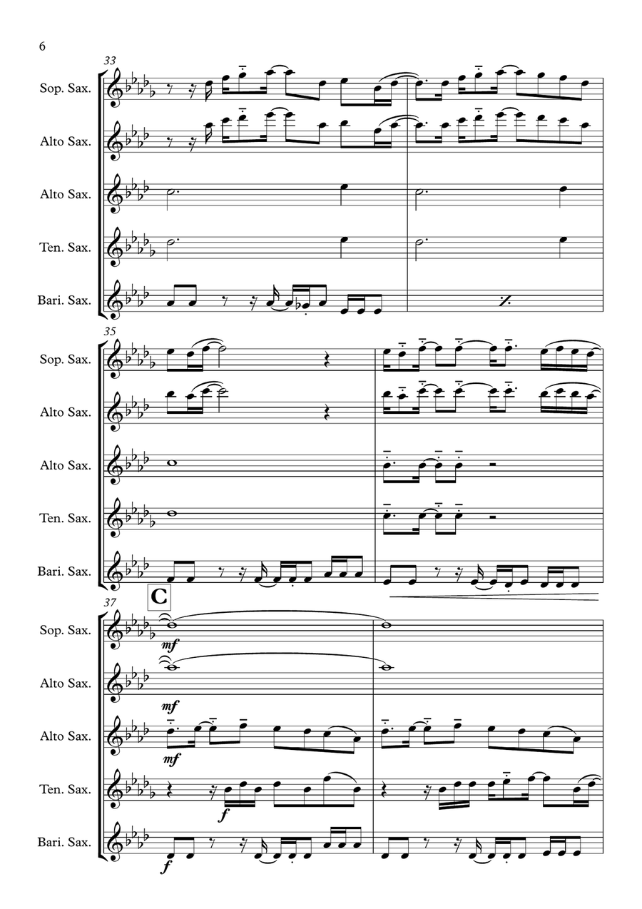 Close To Me Saxophone Quartet scores gallery preview page 6