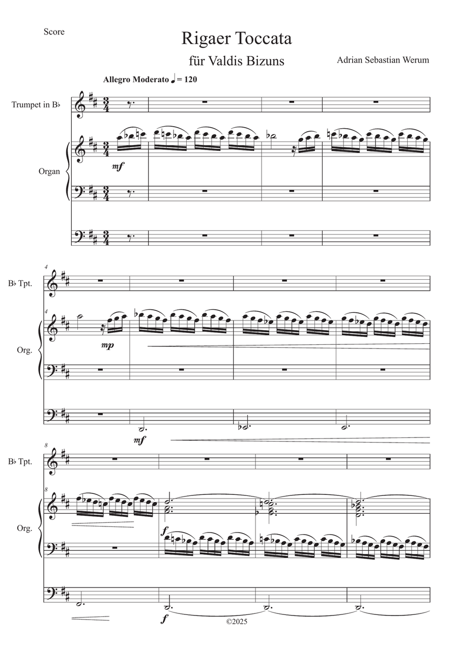 Rigaer Toccata ( Riga Toccata ) B-Flat Trumpet scores gallery preview page 1