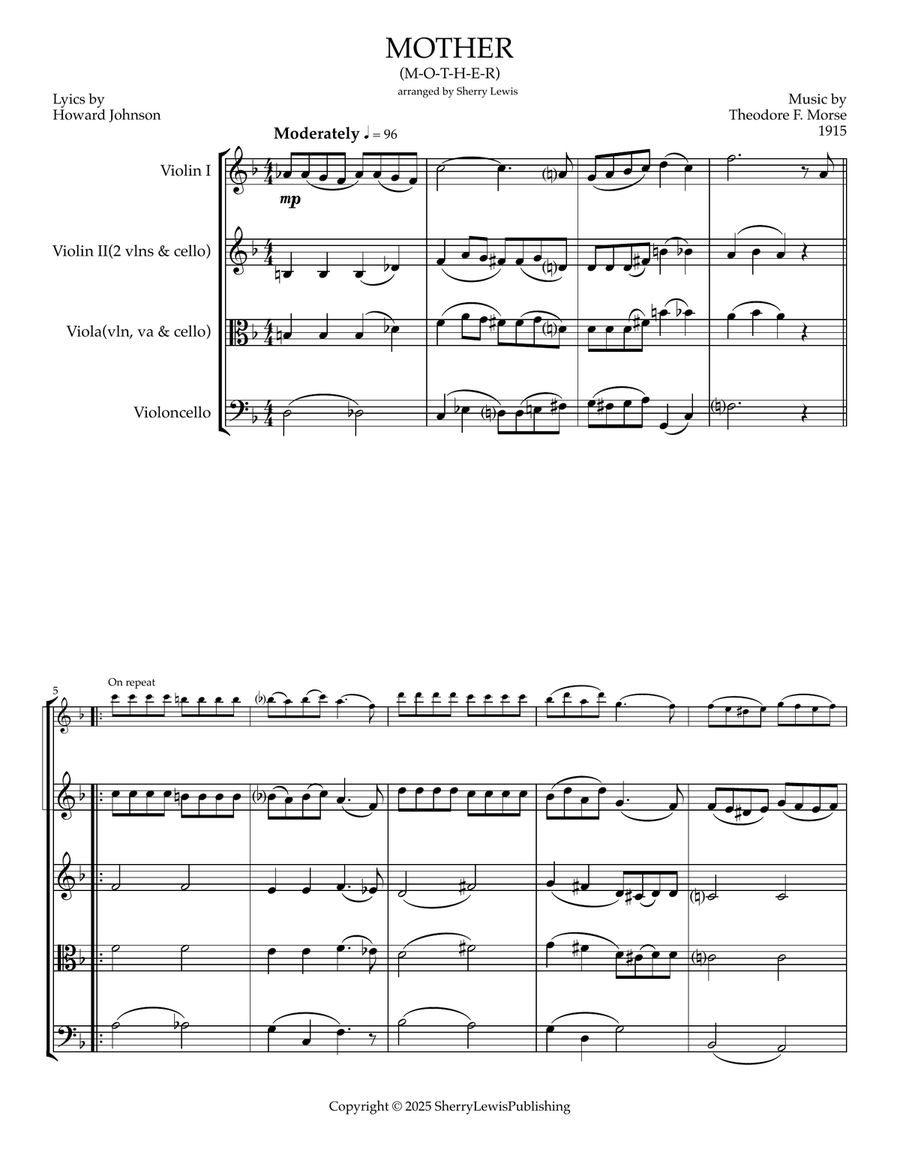 Mother (M-O-T-H-E-R-) Mother (M-O-T-H-E-R-) String Trio scores gallery preview page 4