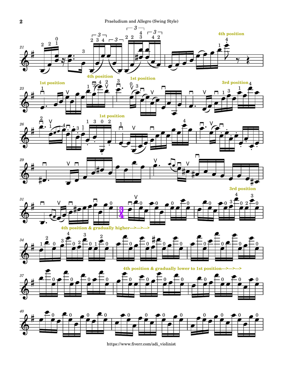 Praeludium and Allegro (Swing Style) Violin Solo scores gallery preview page 2