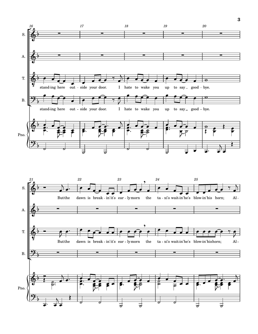 Medley: Fly Away with Leaving On A Jet Plane 4-Part scores gallery preview page 3