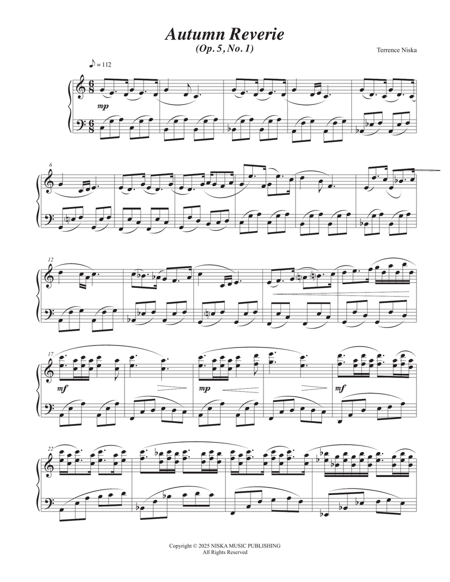 Prelude Op. 5, No. 1: Autumn Reverie Piano Solo scores gallery preview page 2