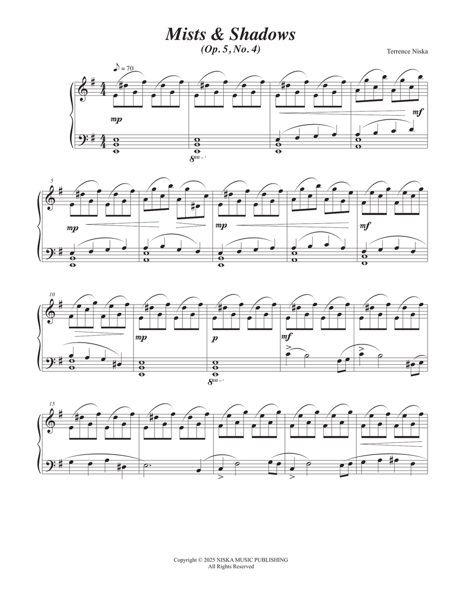 Prelude Op. 5, No. 4: Mists & Shadows Piano Solo scores gallery preview page 2