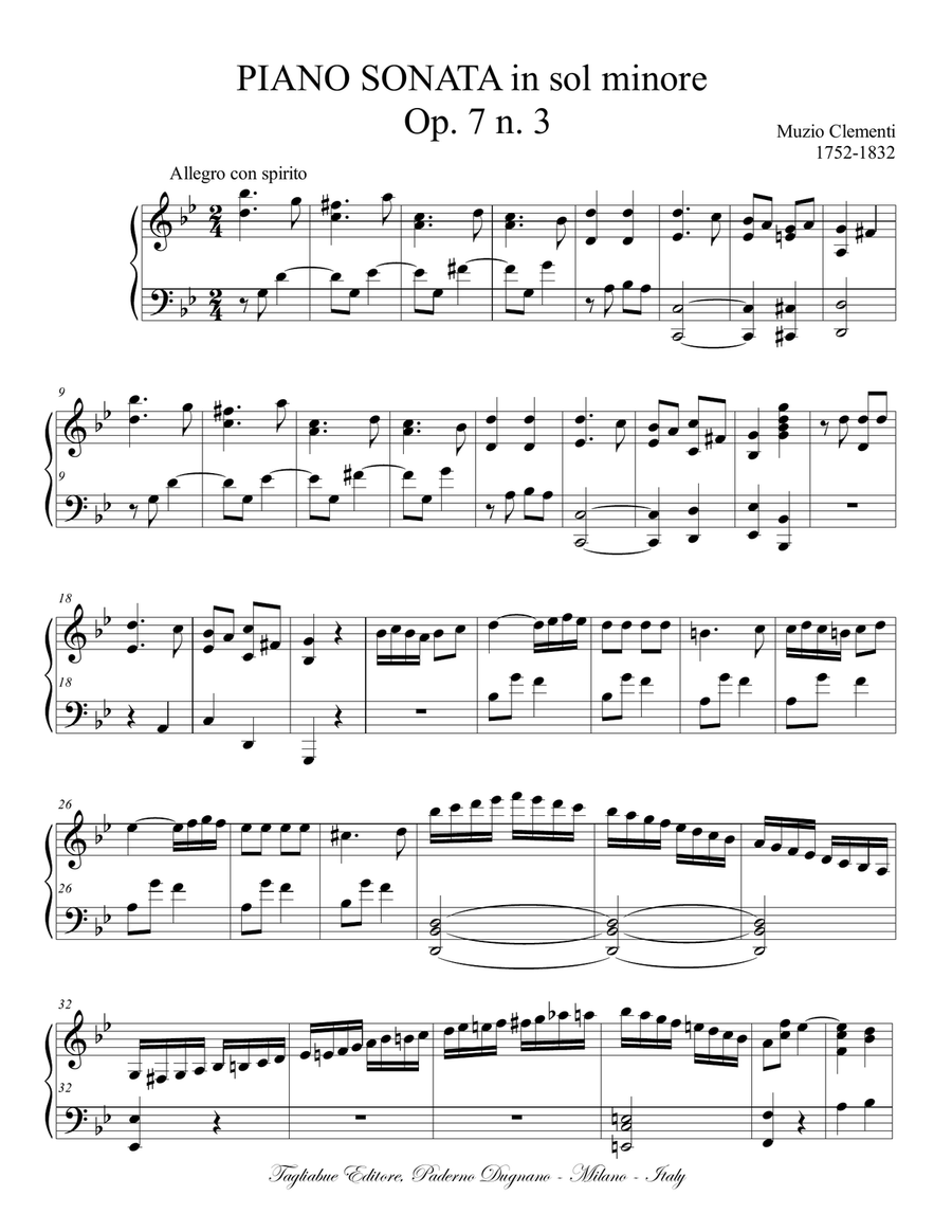 PIANO SONATA in sol min.. op. 7 n. 3 Piano Solo scores gallery preview page 1