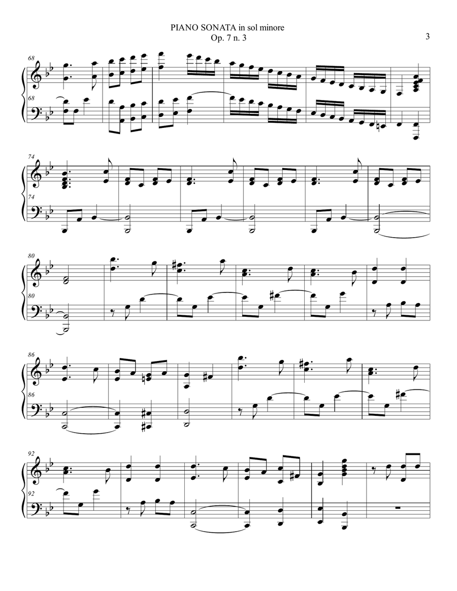 PIANO SONATA in sol min.. op. 7 n. 3 Piano Solo scores gallery preview page 3