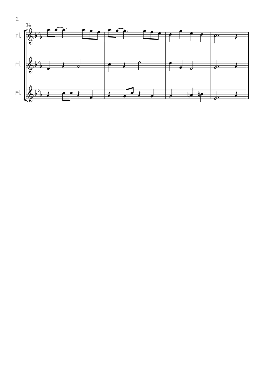 Bella Ciao for 3 flutes (easy) Flute Trio scores gallery preview page 3
