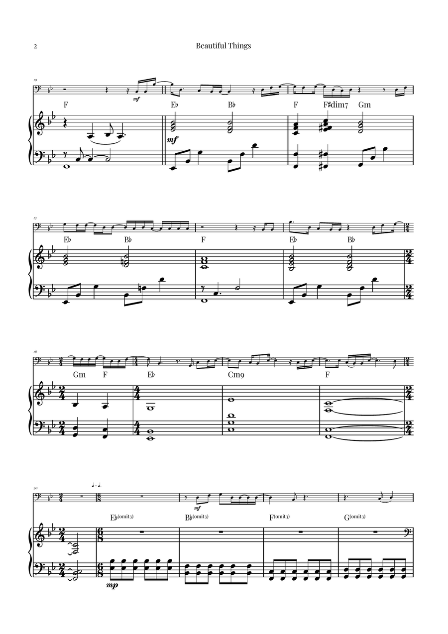 Beautiful Things Piano scores gallery preview page 2
