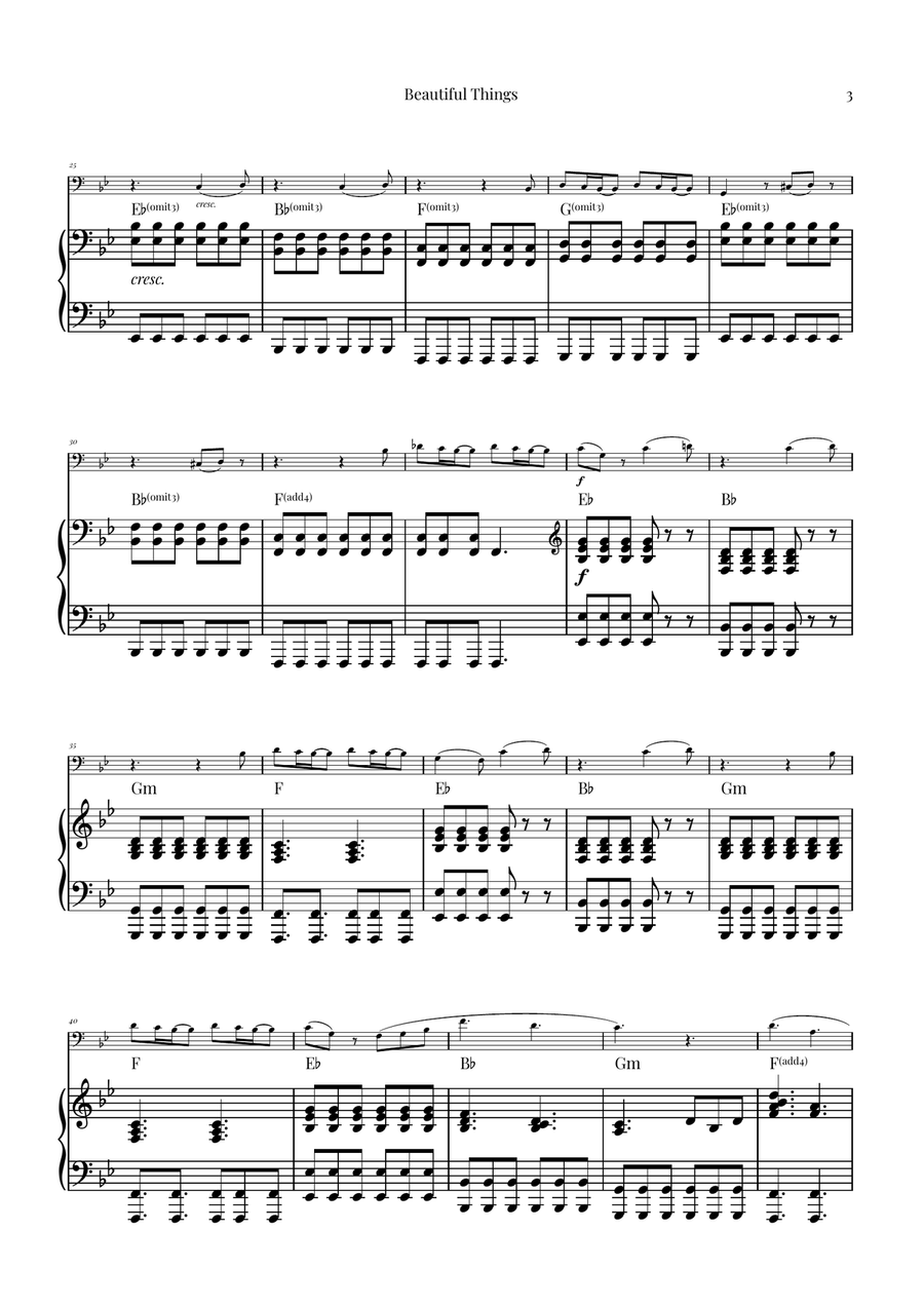 Beautiful Things Piano scores gallery preview page 3
