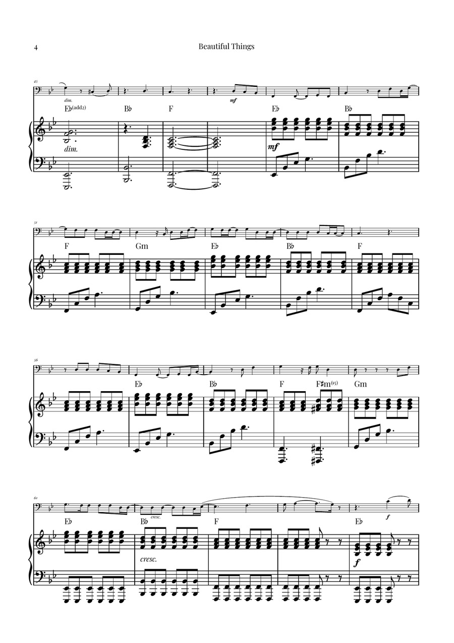 Beautiful Things Piano scores gallery preview page 4