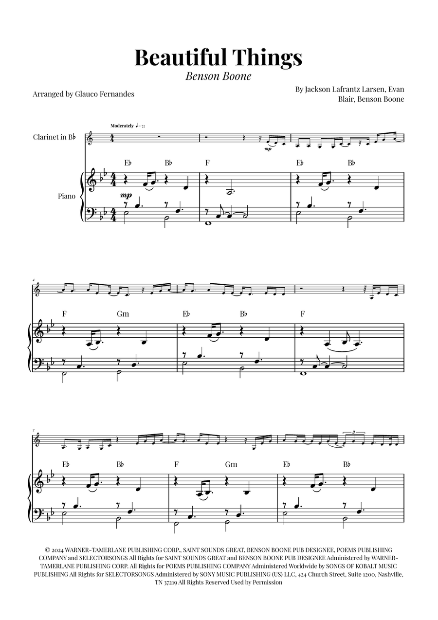 Beautiful Things B-Flat Clarinet scores gallery preview page 1