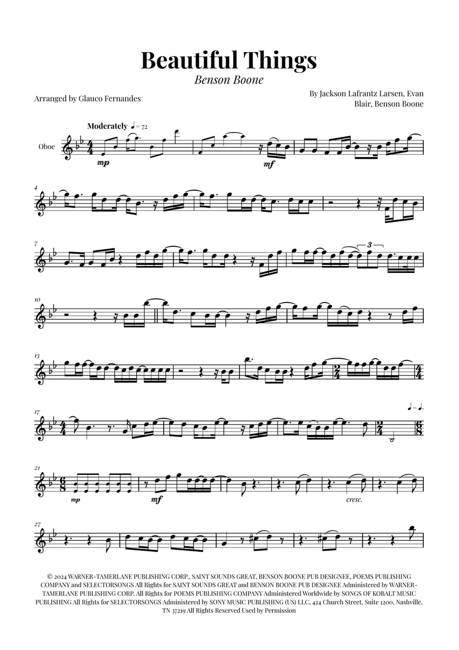 Beautiful Things Oboe Solo scores gallery preview page 1